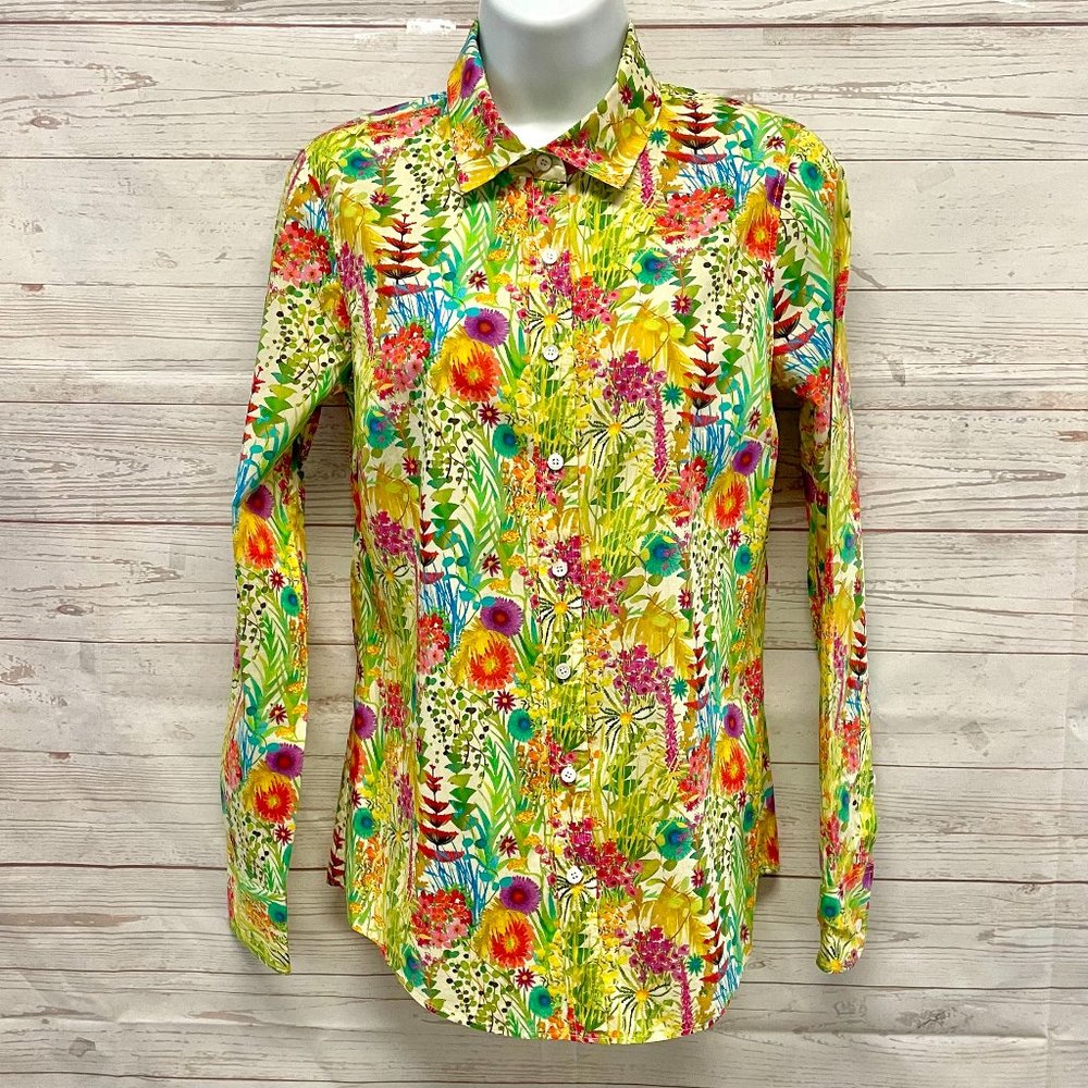 J. Crew Floral Button-Down Shirt in Yellow Multi